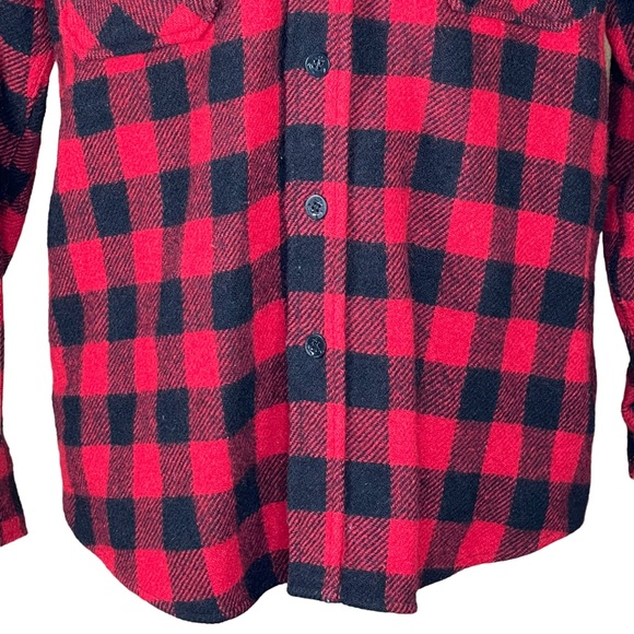 Buffalo Plaid Wool Blend Vintage Shacket By Outdoor Exchange Large 16-16 1/2 - Picture 3 of 11